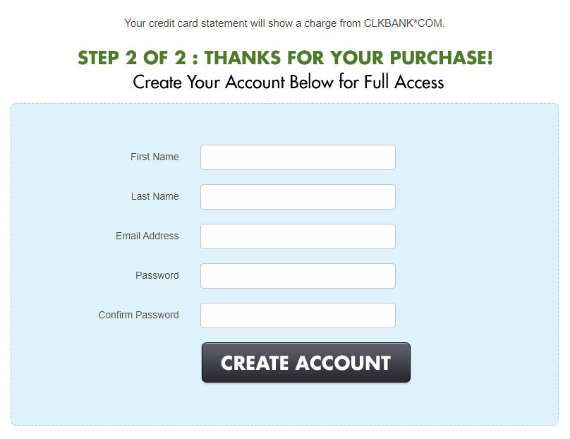 create account page