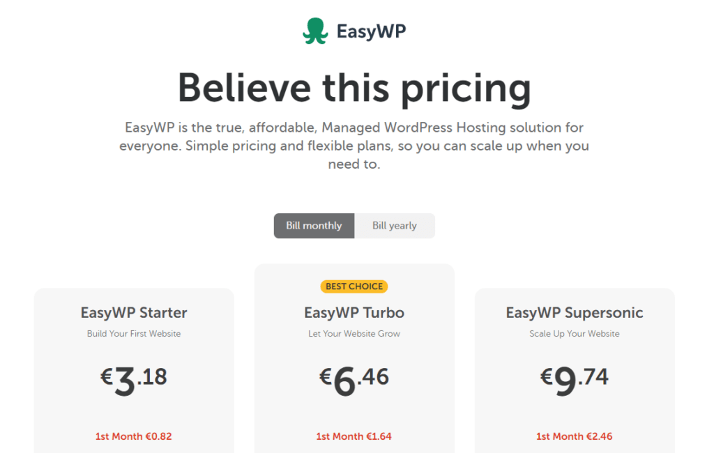 Namecheap EasyWP WordPress hosting plan