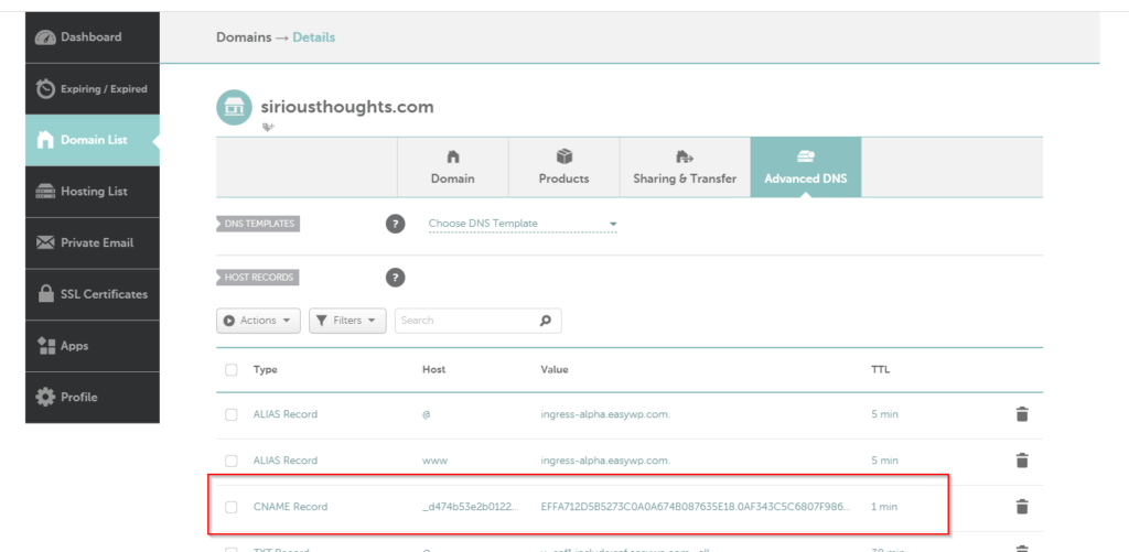 how to add cname record in namecheap