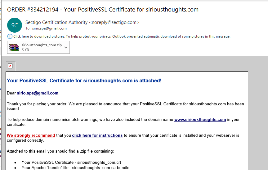 email with ssl certificate
