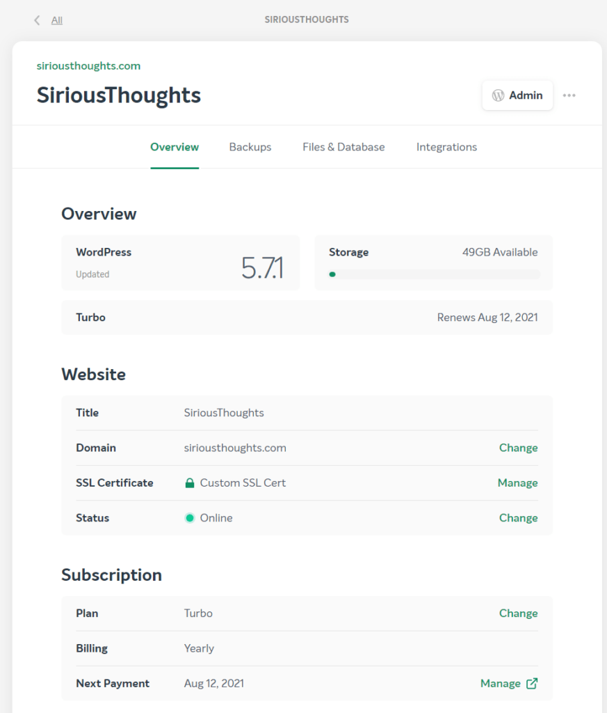 SiriousThoughts EasyWP Dashboard